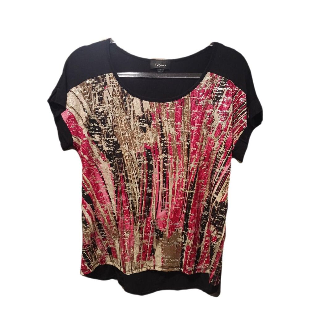 Made In USA I Z Byer Metallic Mix Front Panel Tee Size S